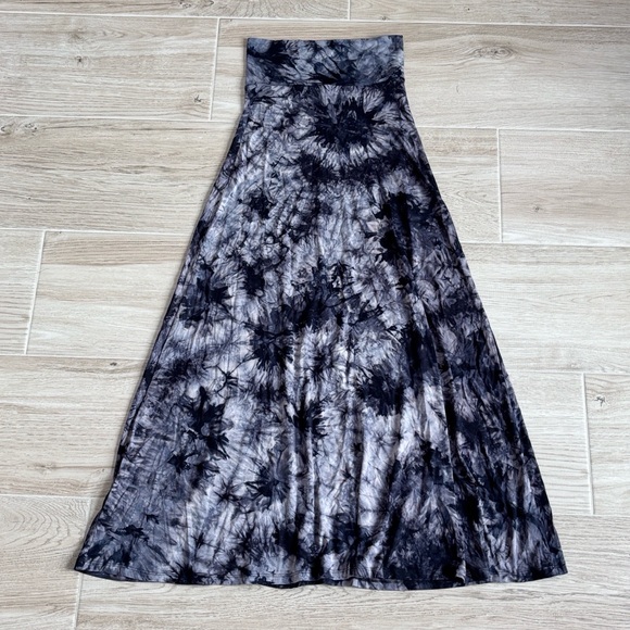 NWT Lock & Love Purple Black Tie Dye Maxi Skirt High Waist - Picture 1 of 5